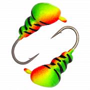 Муравей с ушком d 4,0 мм, вес 0,8 гр, салатовый-красный с полосками  /10 шт/